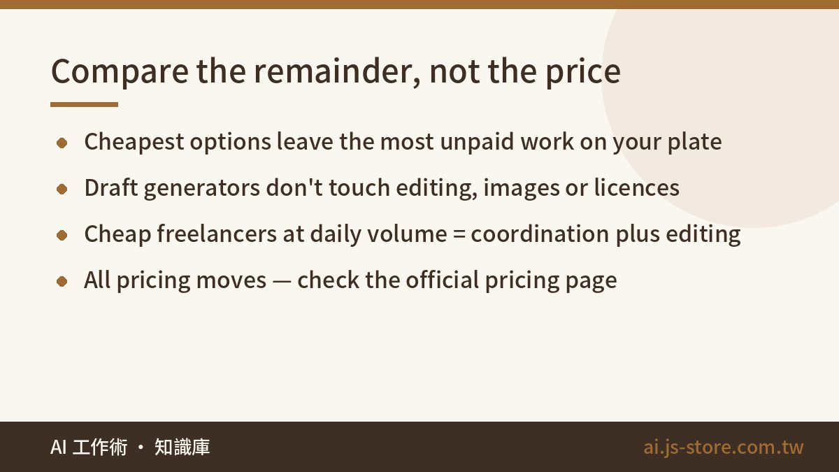 Compare the remainder, not the price:Cheapest options leave the most unpaid work on your plate、Draft generators don't to