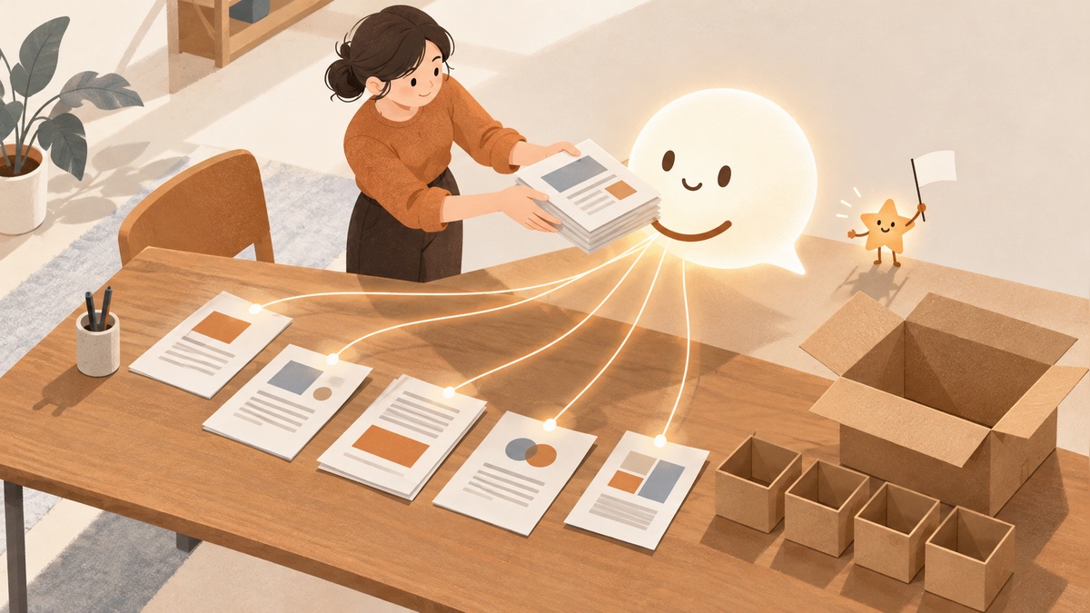 降低 AI 幻覺的 Prompt 寫法插畫：先提供資料給 AI、要求標註出處，並把大問題拆成小問題