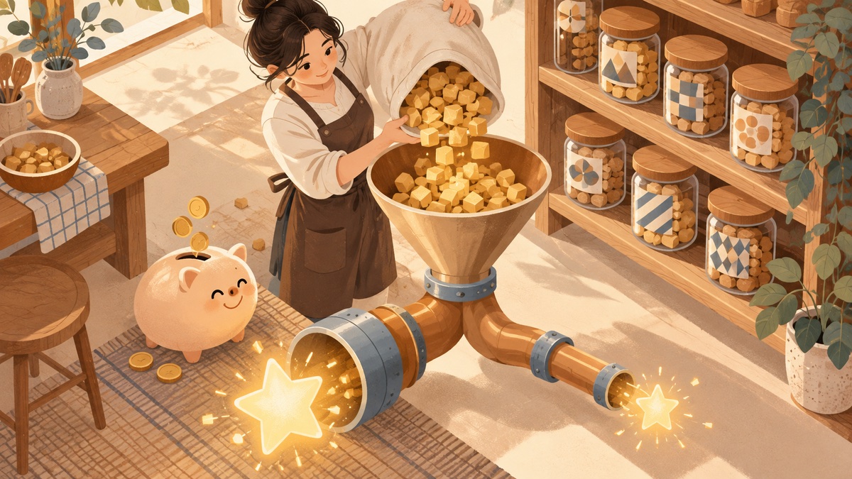 省 token 做法插畫:用提示快取與依任務分配大小模型,有效降低 AI API 成本與 token 用量